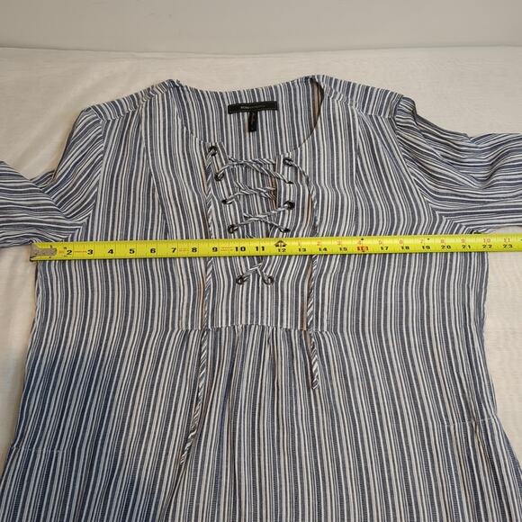 BCBGMAXAZRIA Charlyze Boho Women's L Whimsical Blue White Bell Sleeve Dress - Picture 10 of 15